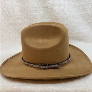 Hat Texas Rhinestone Trim Felt Ranch Hat - Camel (H045)